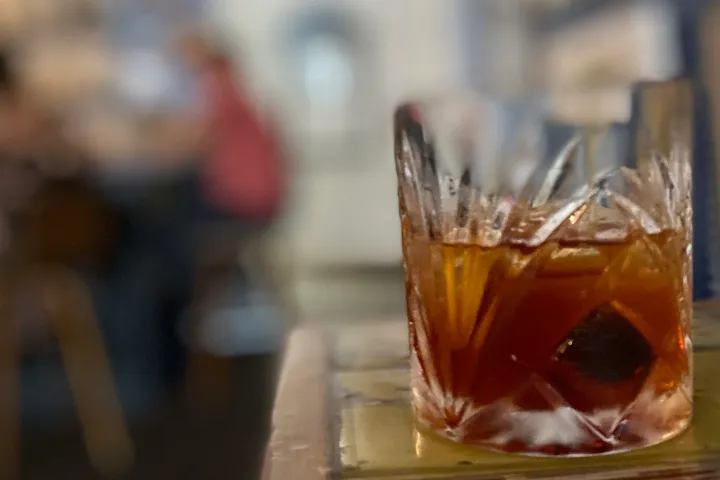 a close up of a glass