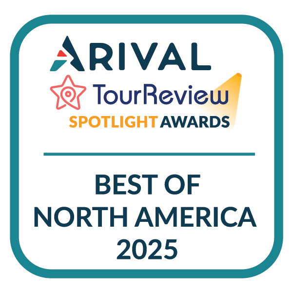 Logo of Arival TourReview Spotlight Awards, Best of North America 2025, with star and paper icons.