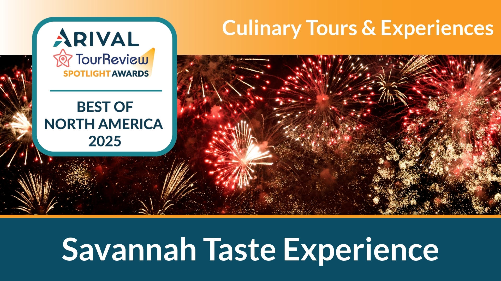 Award image for Savannah Taste Experience with fireworks background.